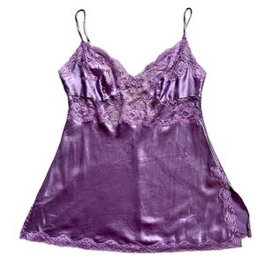 Victoria’s Secret Purple Silk Satin Lace Trim Cami Small